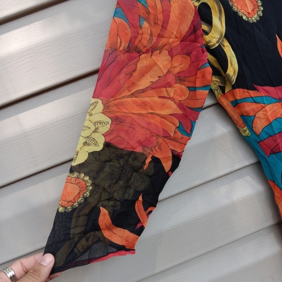 Vintage 90s Gala Collection Size L Vibrant Multicolor Maxi Dress 100%silk - Picture 5 of 7